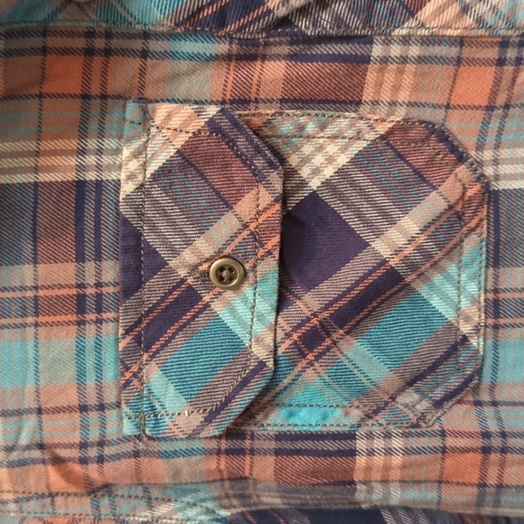 Seven 7 Women's Roll Tab Long Sleeve Button Down Plaid Cotton Shirt Size Small - Picture 4 of 8
